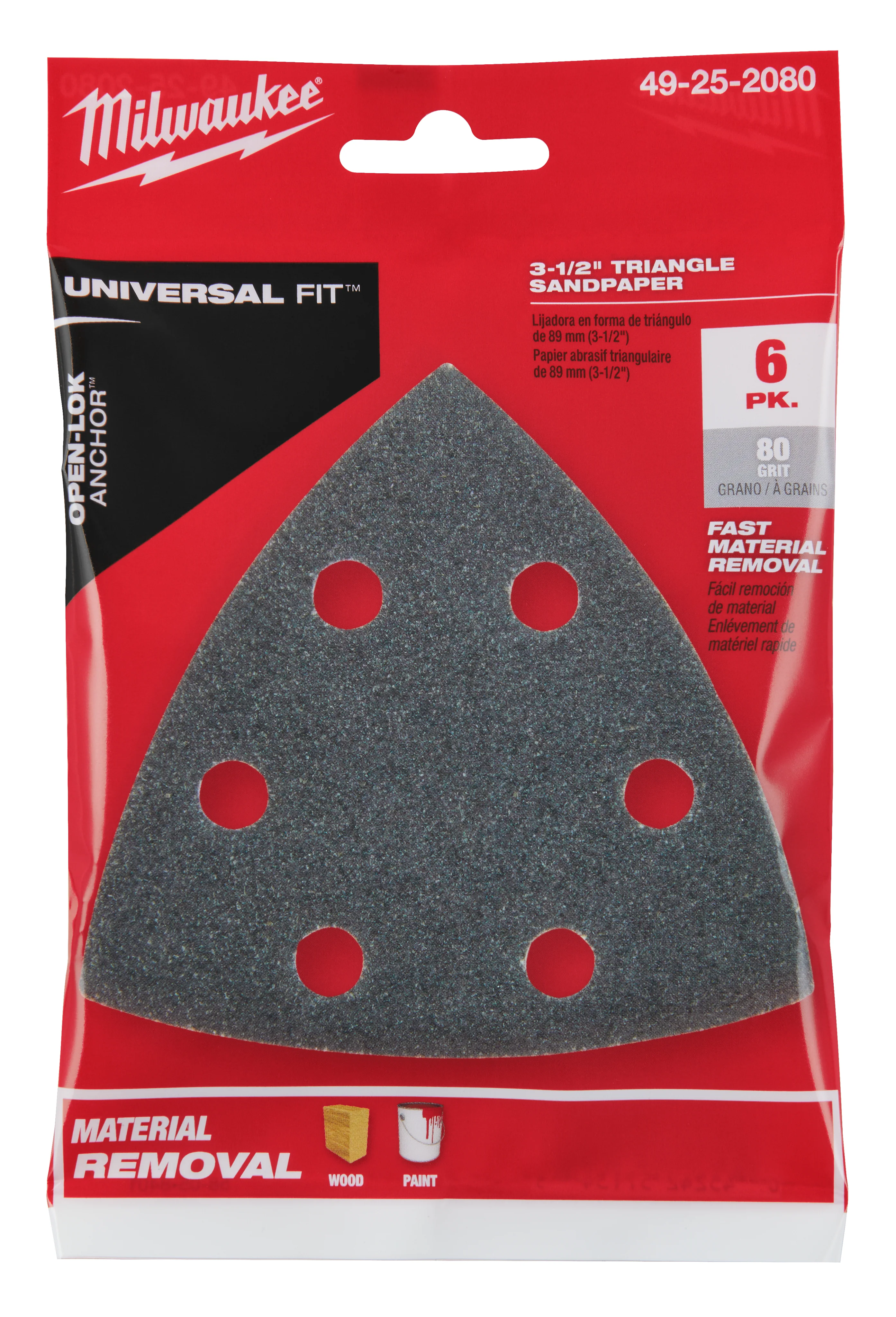 Milwaukee OPEN-LOKâ„¢ 6PK Triangle Sandpaper - 3-1/2" - Image 12