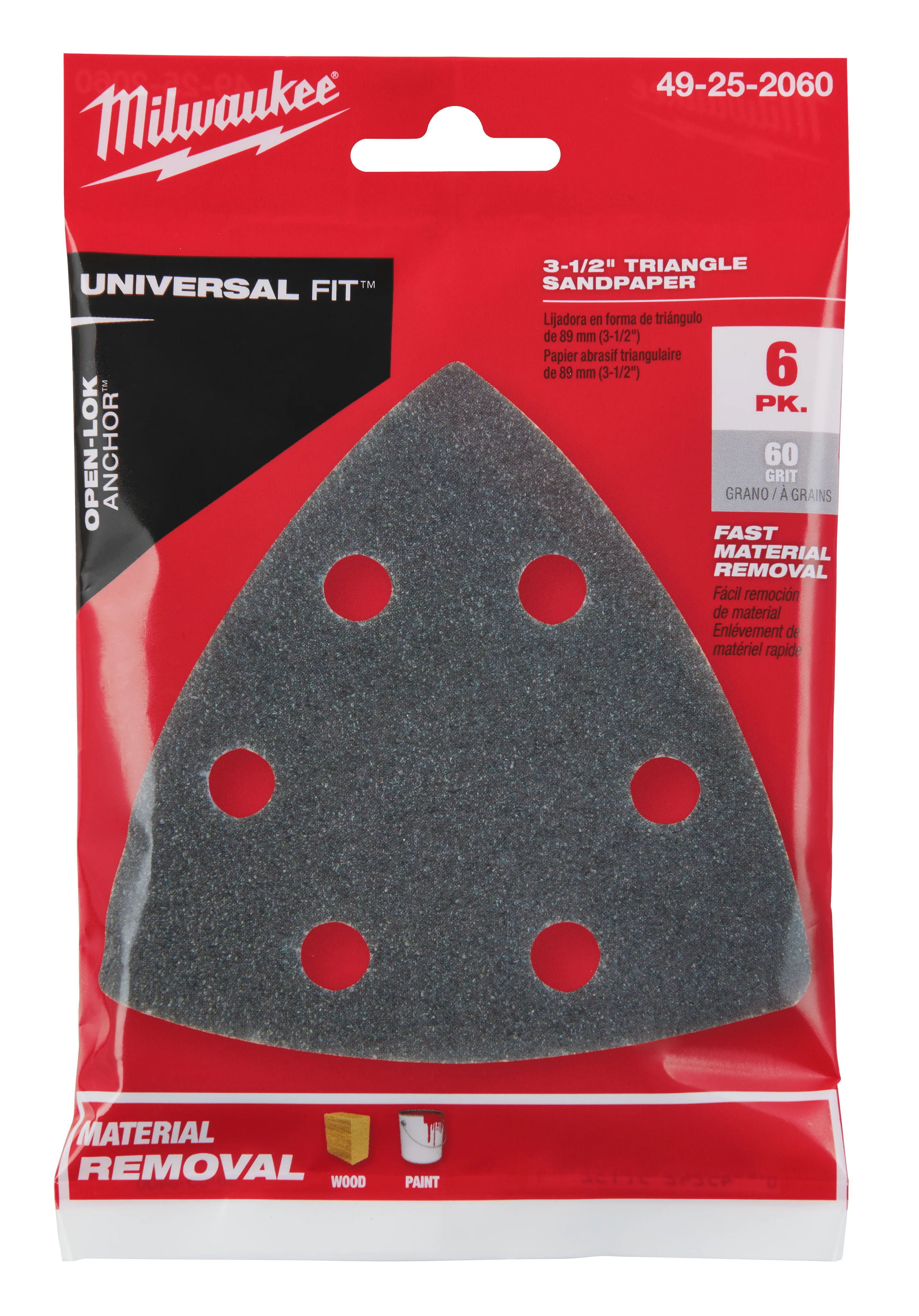 Milwaukee OPEN-LOKâ„¢ 6PK Triangle Sandpaper - 3-1/2" - Image 15