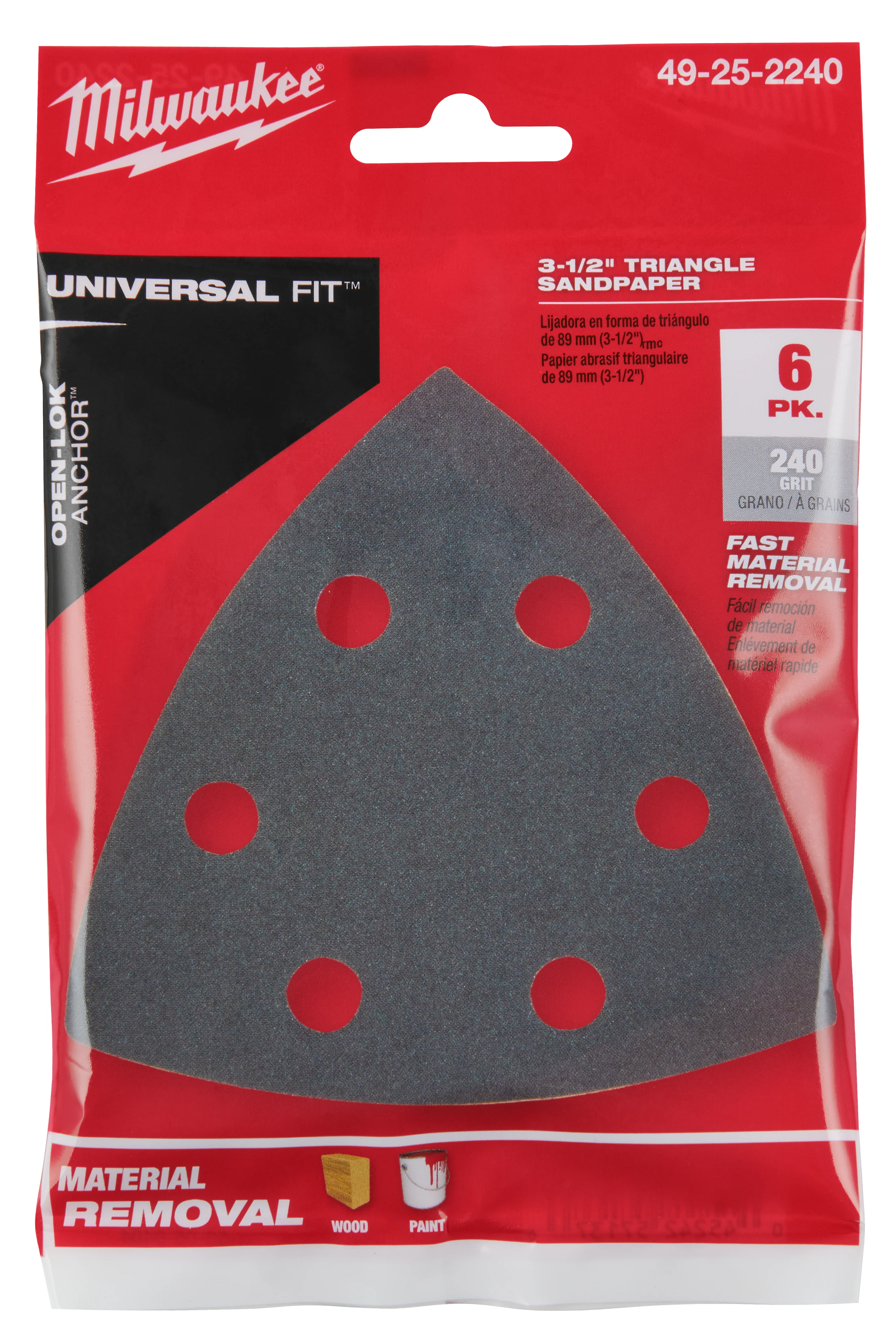 Milwaukee OPEN-LOKâ„¢ 6PK Triangle Sandpaper - 3-1/2" - Image 2