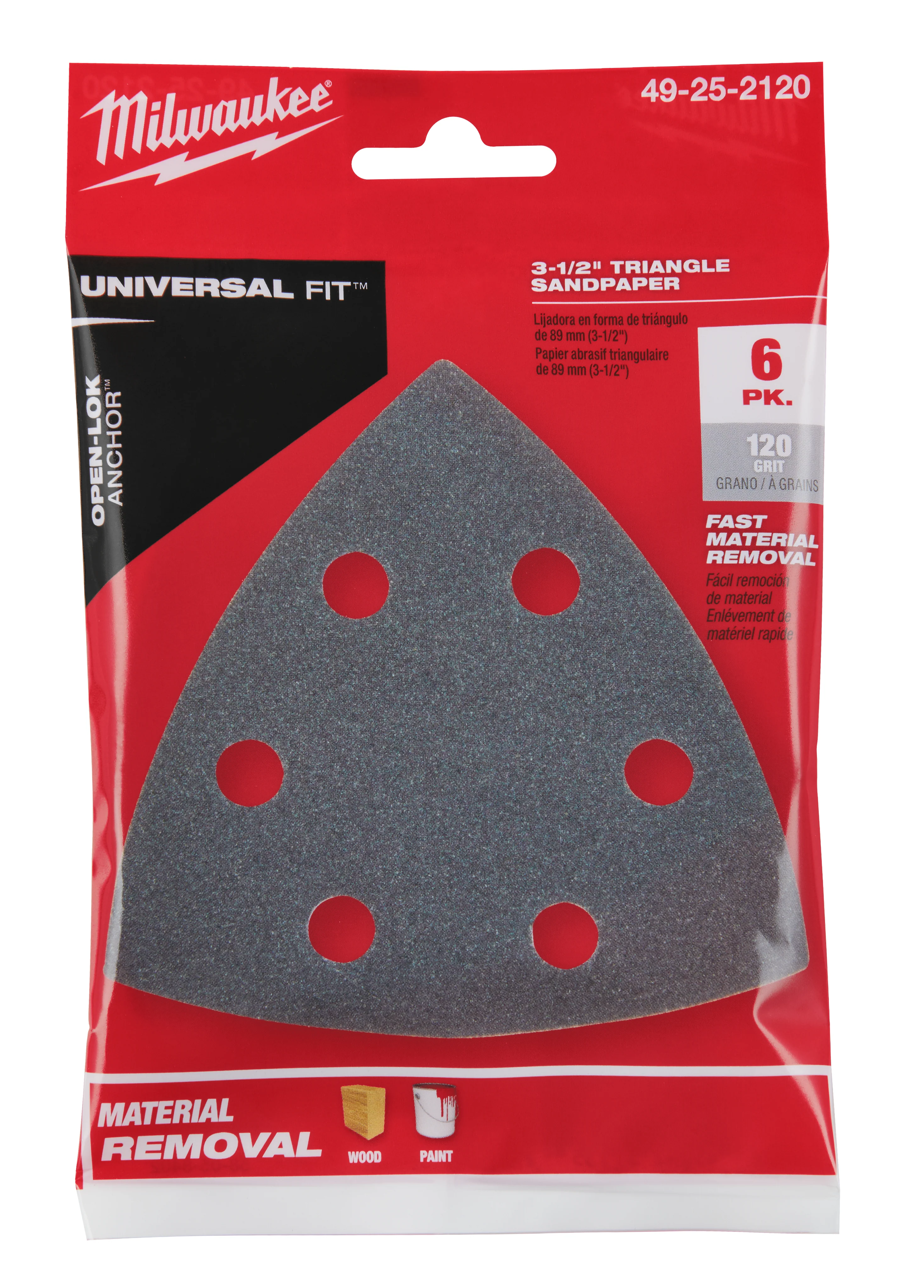 Milwaukee OPEN-LOKâ„¢ 6PK Triangle Sandpaper - 3-1/2" - Image 9