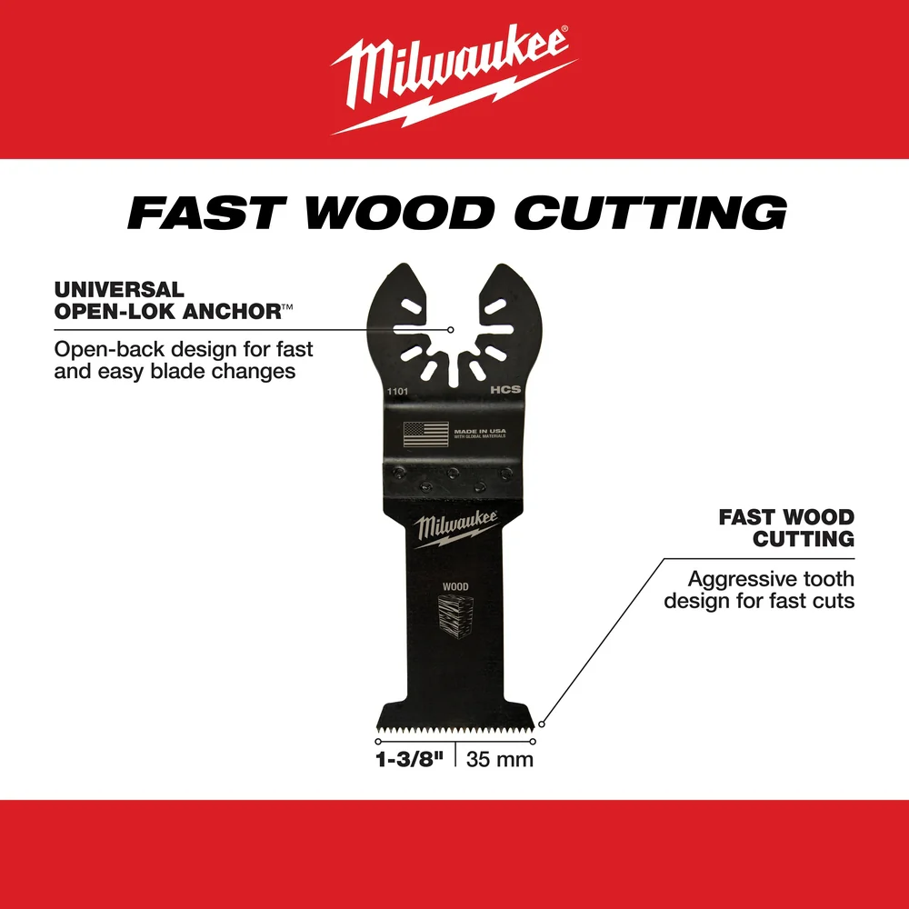 Milwaukee OPEN-LOK HCS Multi-Tool Wood Blades - Image 3