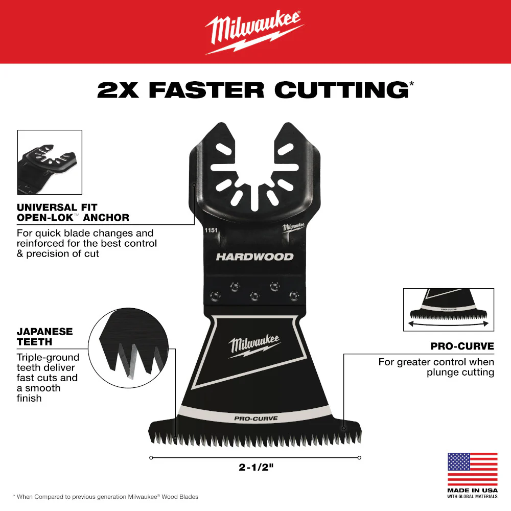 Milwaukee OPEN-LOK HCS PRO-CURVE Hardwood Multi-Tool Blade - Image 14