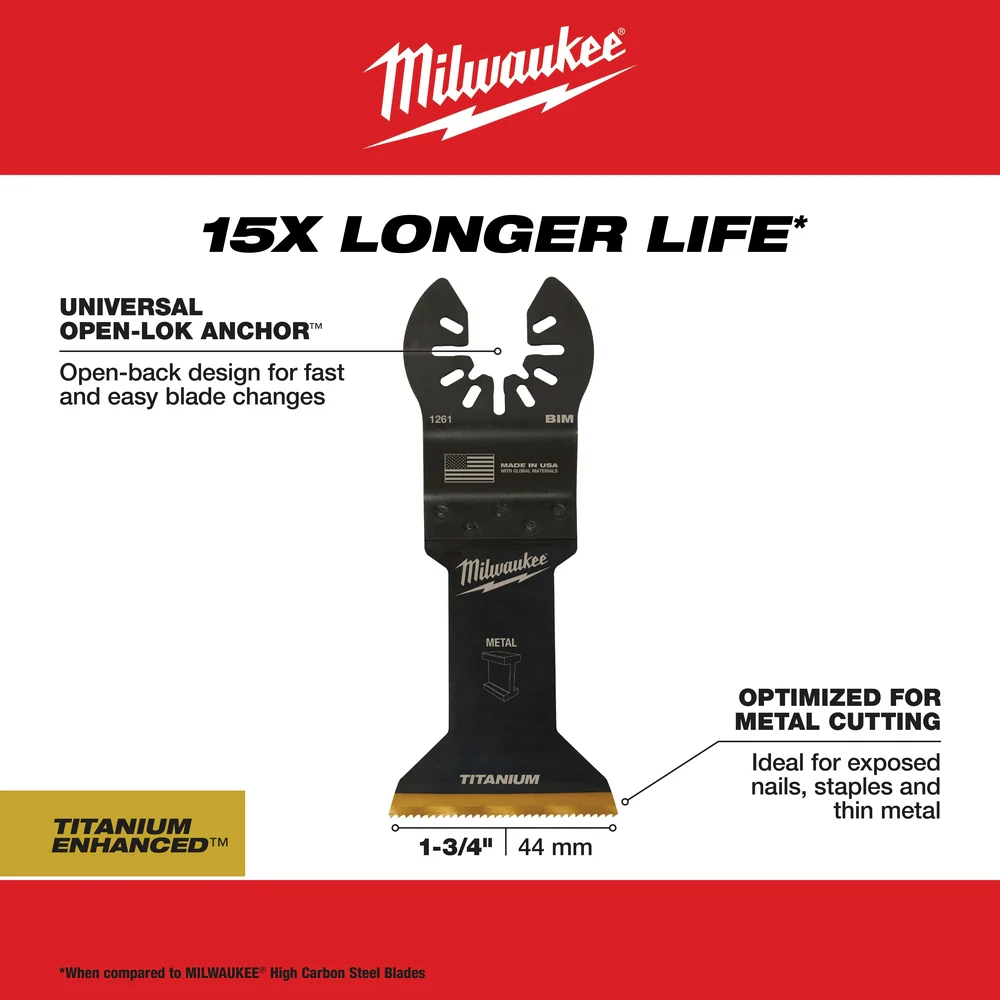 Milwaukee OPEN-LOK Titanium Enhanced Bi-Metal Metal Multi-Tool Blades - Image 26