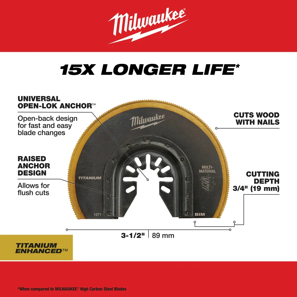 Milwaukee OPEN-LOK Titanium Enhanced Bi-Metal Segmented Multi-Tool Blades - Image 3