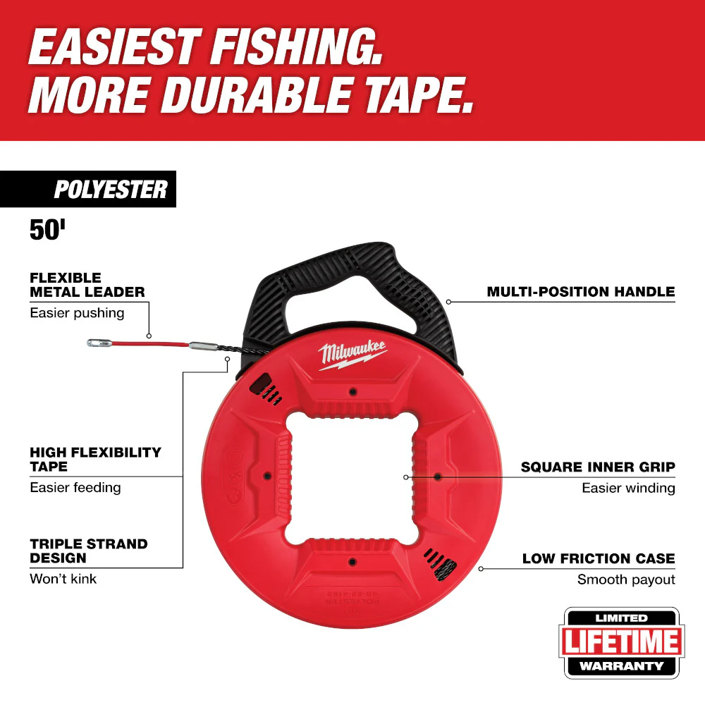 Milwaukee Polyester Fish Tape w/ Flexible Metal Leader - Image 2