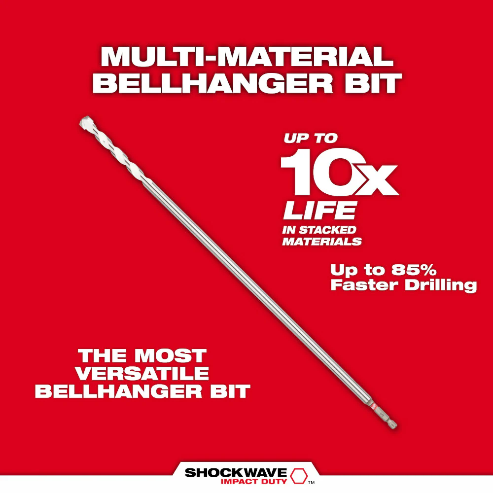 Milwaukee SHOCKWAVE Carbide Bellhanger Multi-Material Bit - 16" x 18" - Image 18