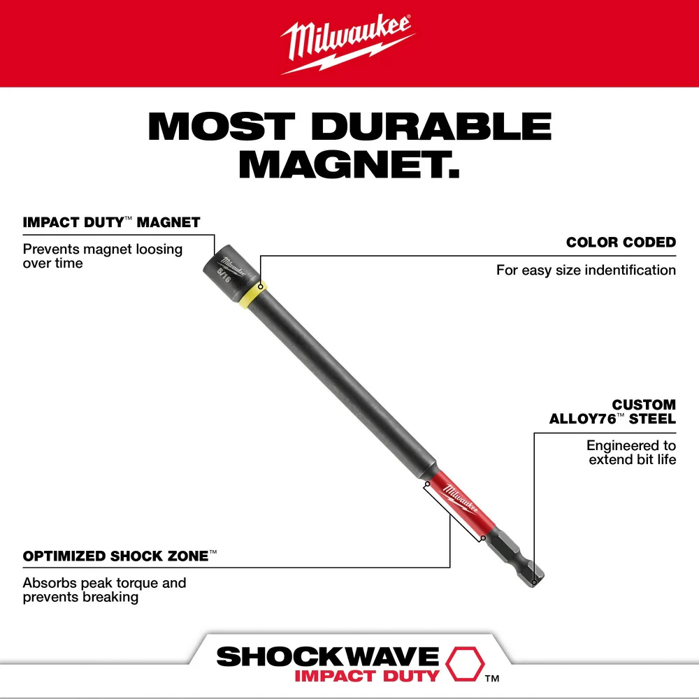Milwaukee SHOCKWAVE Impact Duty 6" Magnetic Nut Drivers - Image 13