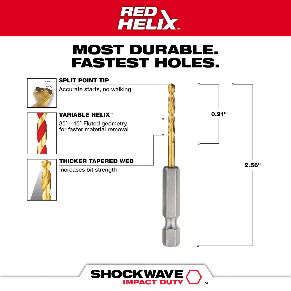 Milwaukee SHOCKWAVE Impact Duty RED HELIX Titanium Drill Bit - Image 27