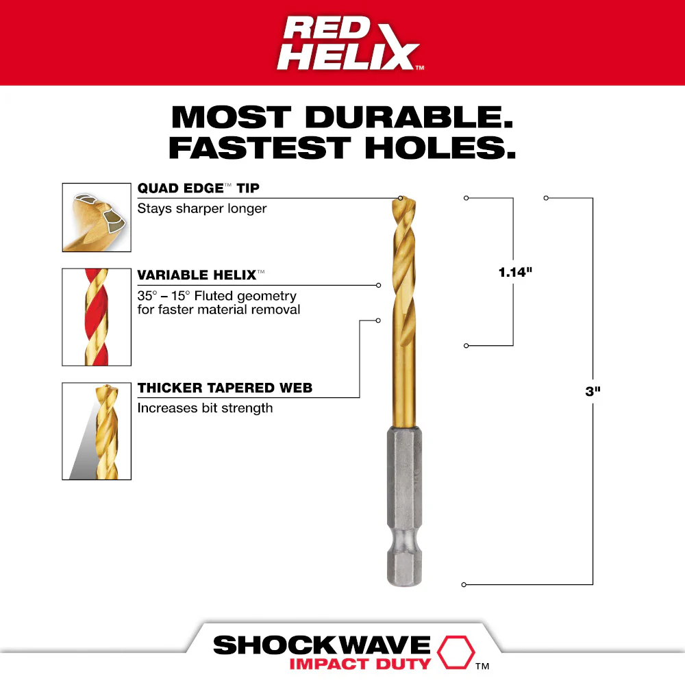 Milwaukee SHOCKWAVE Impact Duty RED HELIX Titanium Drill Bit - Image 67