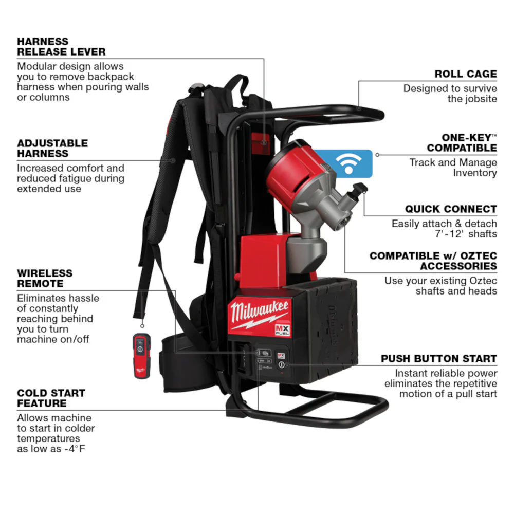 Milwaukee MX FUEL Backpack Concrete Vibrator Kit - Image 5