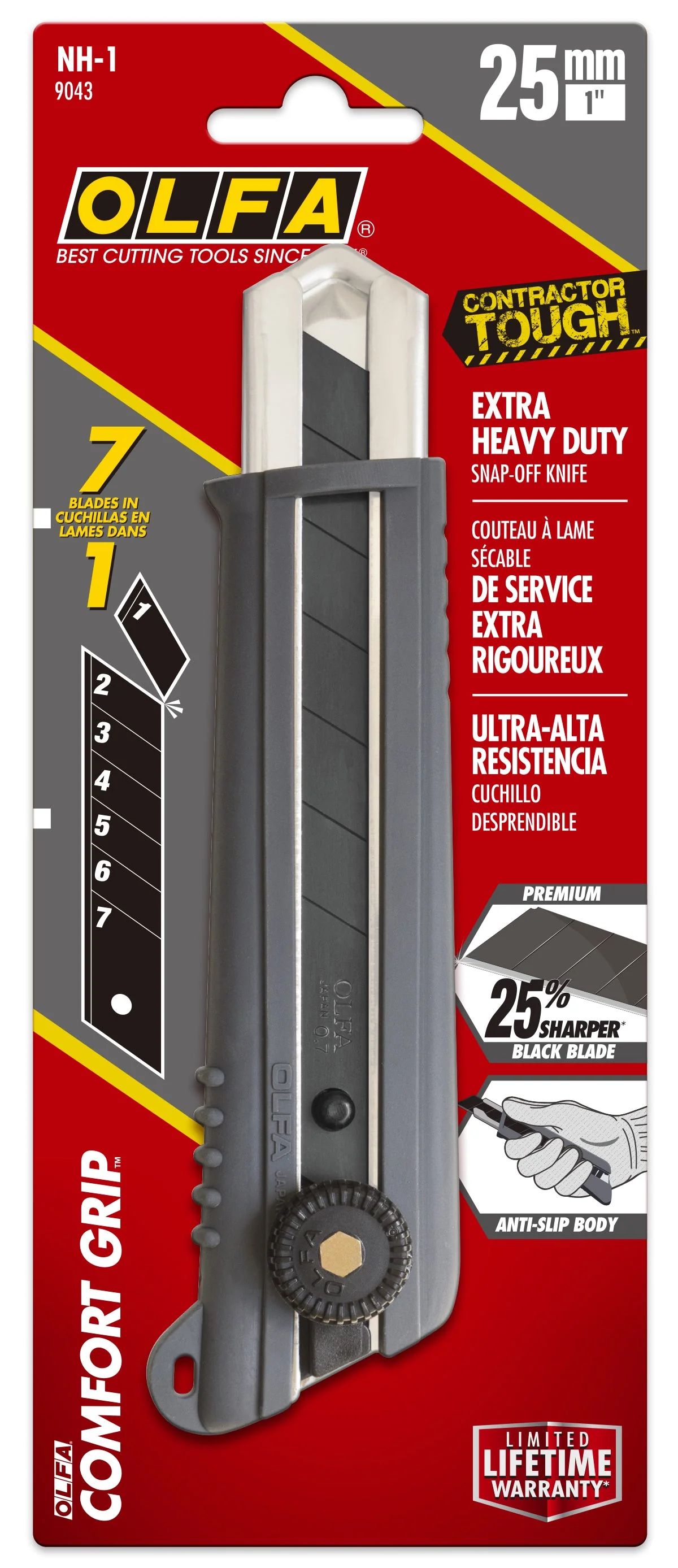 Olfa NH-1 25mm Rubber Grip Ratchet-Lock Utility Knife - Image 3