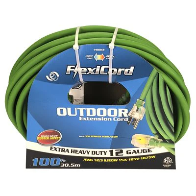Outdoor SJEOW Extension Cord Lighted Single Tap Green - Image 12