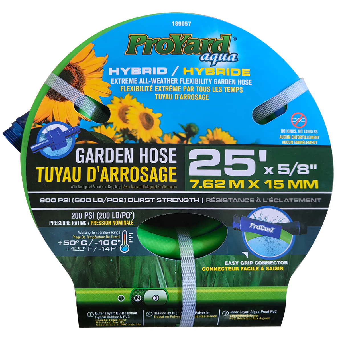ProYard Hybrid All-Weather Garden Hose 5/8" w/ Aluminum Coupling - Image 3