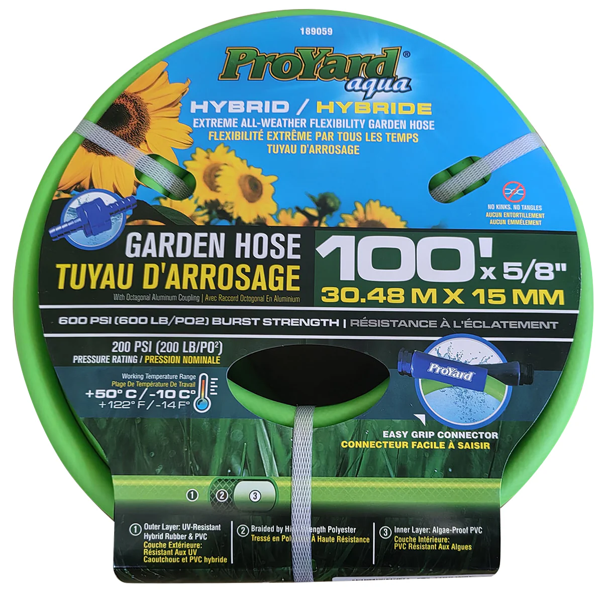 ProYard Hybrid All-Weather Garden Hose 5/8" w/ Aluminum Coupling - Image 6