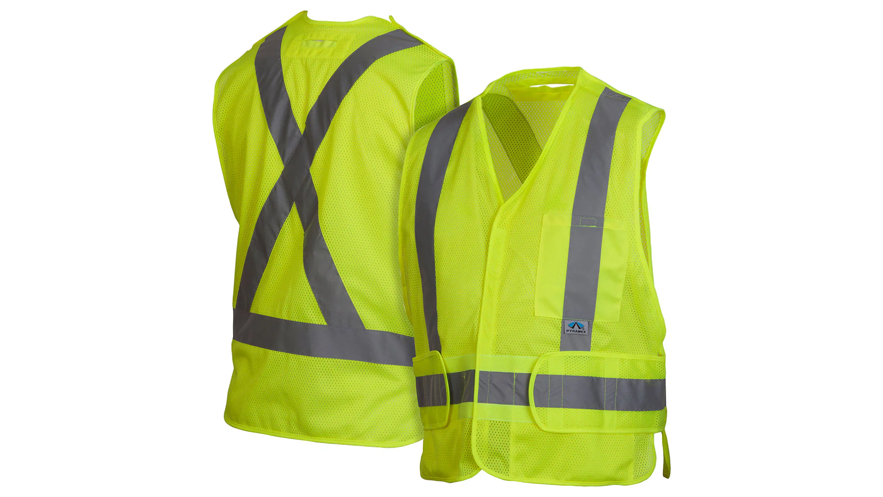 Pyramex RCA25SE Series Hi-Vis Lime Safety Vest w/ Reflective Tape - Image 3