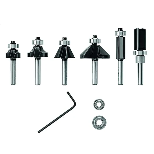 Bosch 6 pc. Carbide-Tipped Trim & Edging Router Bit Set - 1/4" Shank