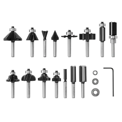 Bosch 15 pc. Carbide-Tipped Wood Router Mixed Bit Set - 1/4" Shank