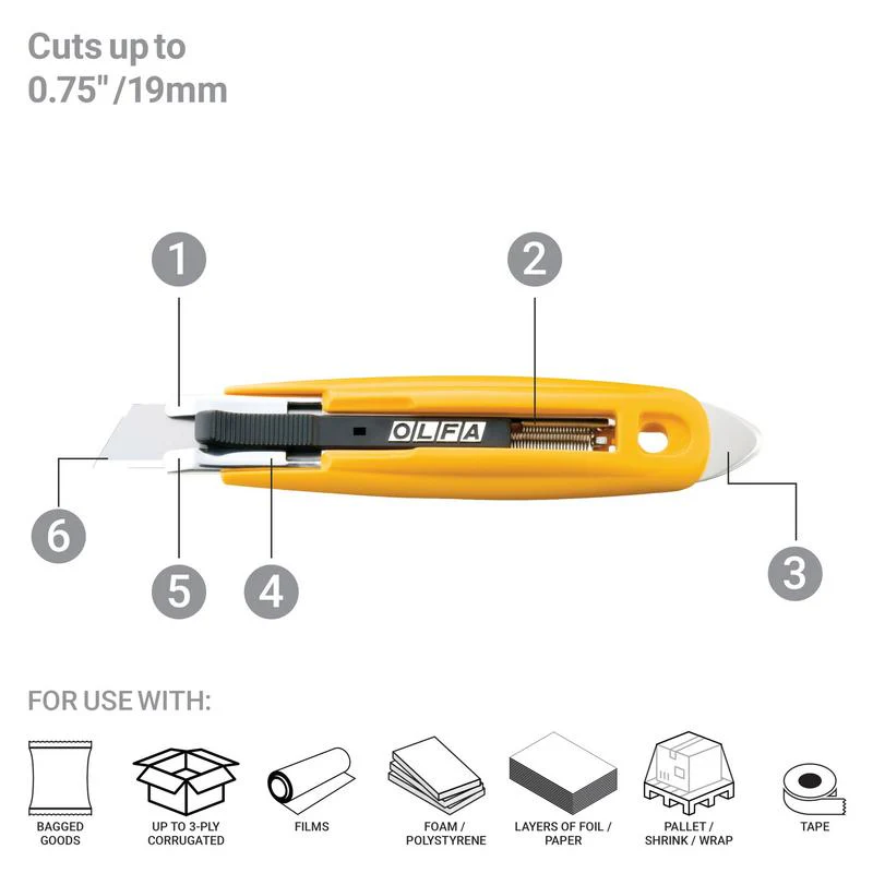 Olfa SK-9 Semi-Automatic Self-Retracting Safety Knife w/ Tape Splitter - Image 2