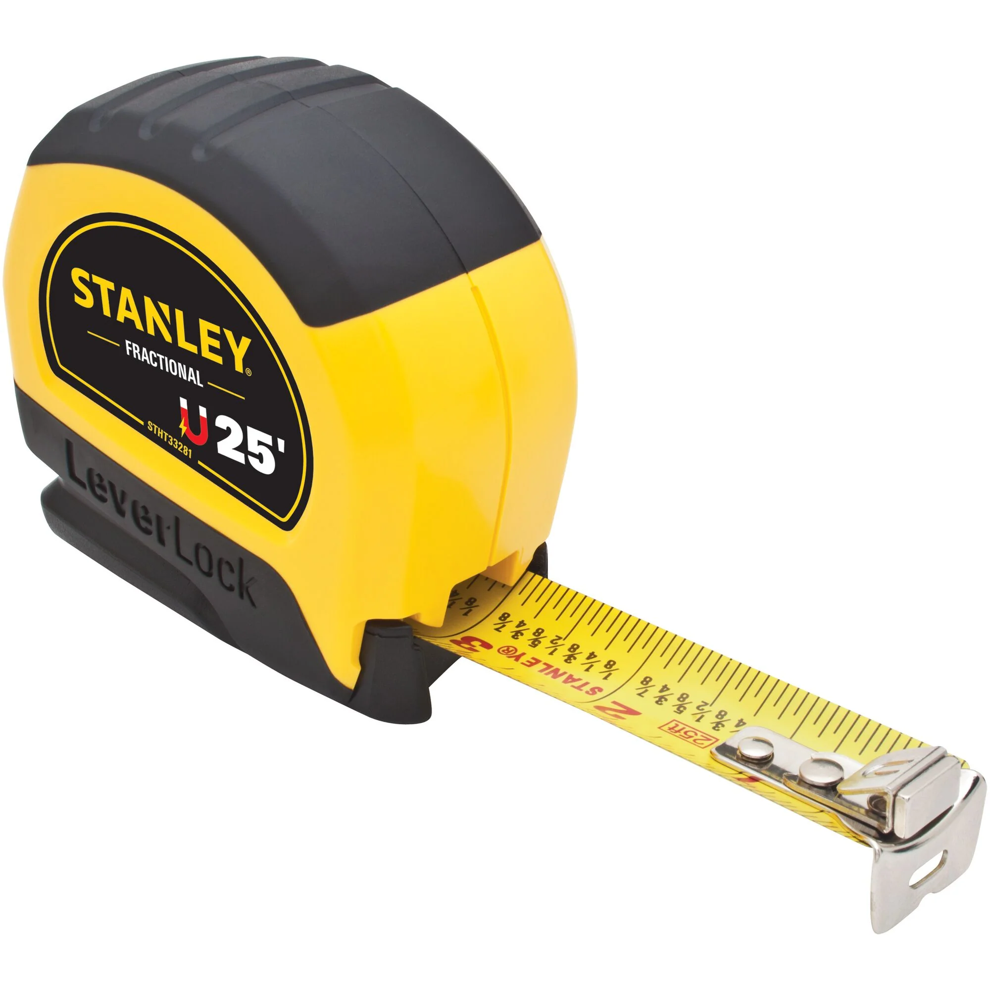 Stanley 25ft Magnetic Tip/Fractional Read Leverlock Tape Measure - Image 3