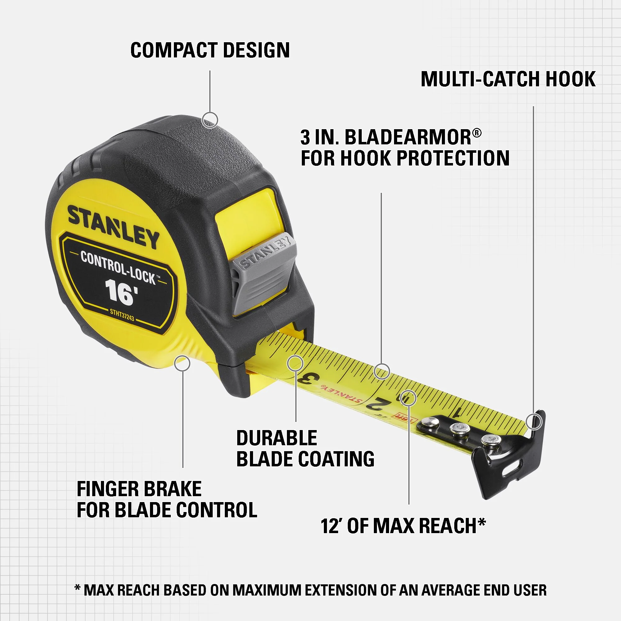 Stanley 16ft Control-Lock Tape Measure - Image 13