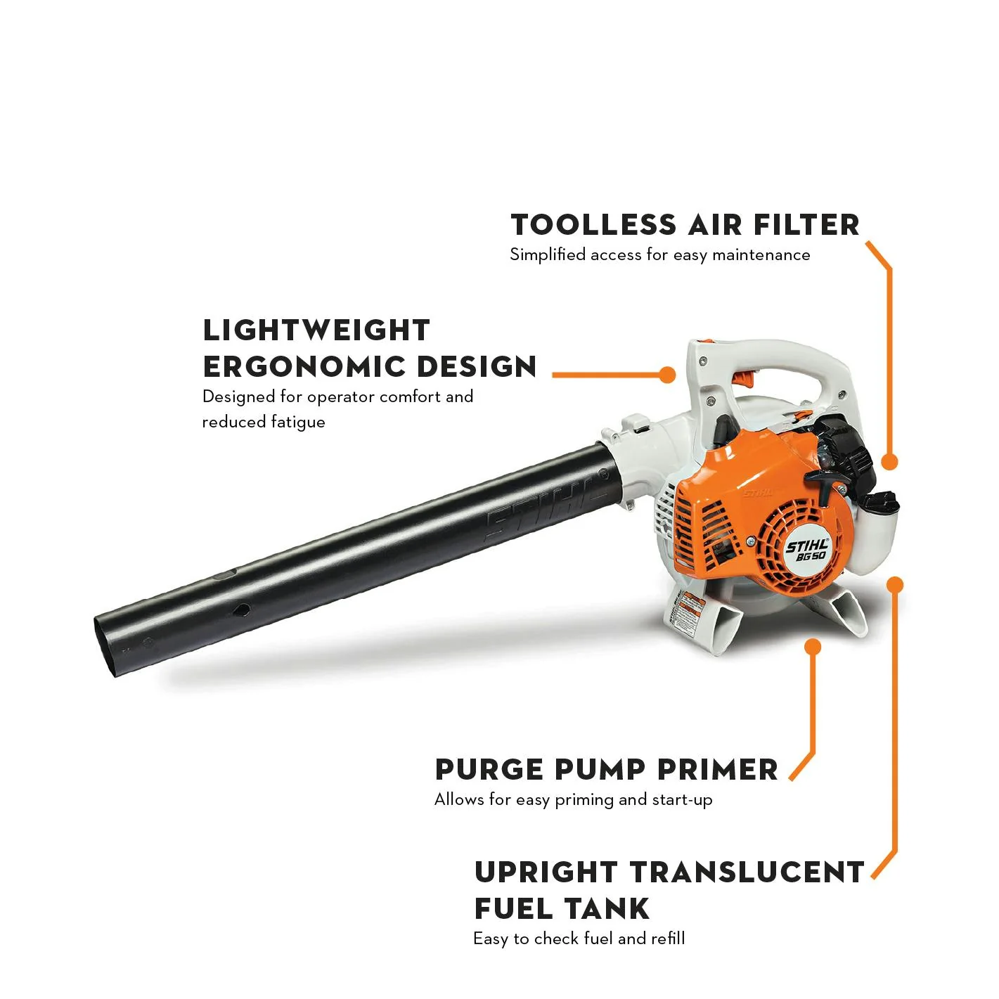 STIHL BG 50 Handheld Gas Leaf Blower (27.2cc) - Image 3