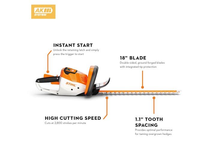 STIHL HSA 56 18" Cordless Hedge Trimmer Kit (AK System) - Image 3