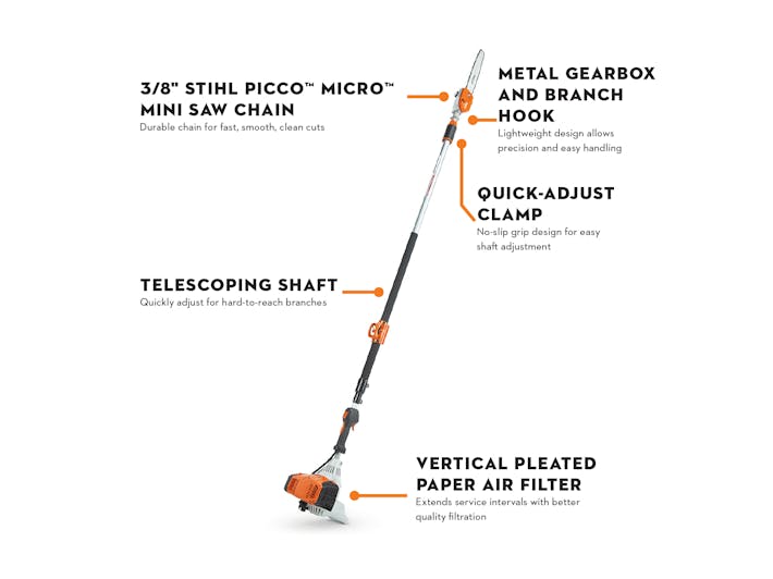 STIHL HT 135 Gas Professional Telescopic Pole Pruner (36.3cc) - 2.7m - 3.9m - Image 3