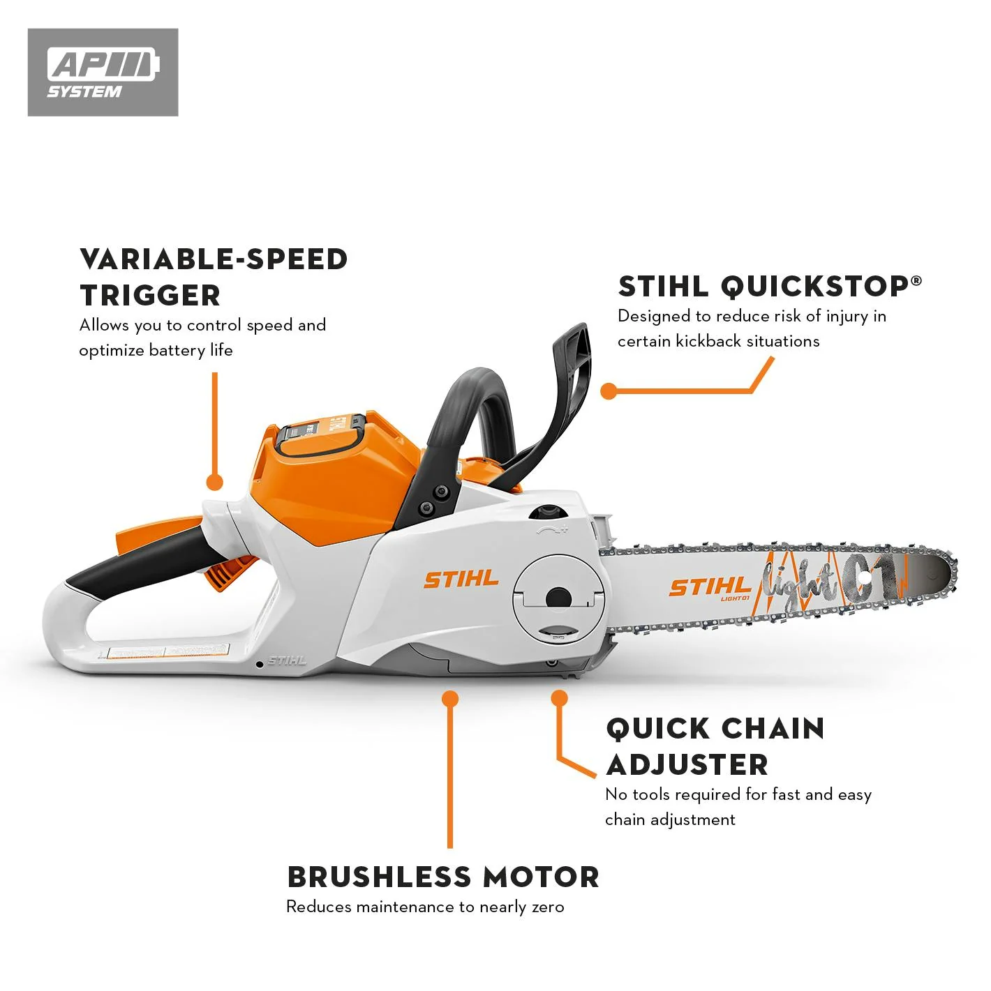 STIHL MSA 160 C-B 36V 12" Cordless Chainsaw (AP System) - Tool Only - Image 2