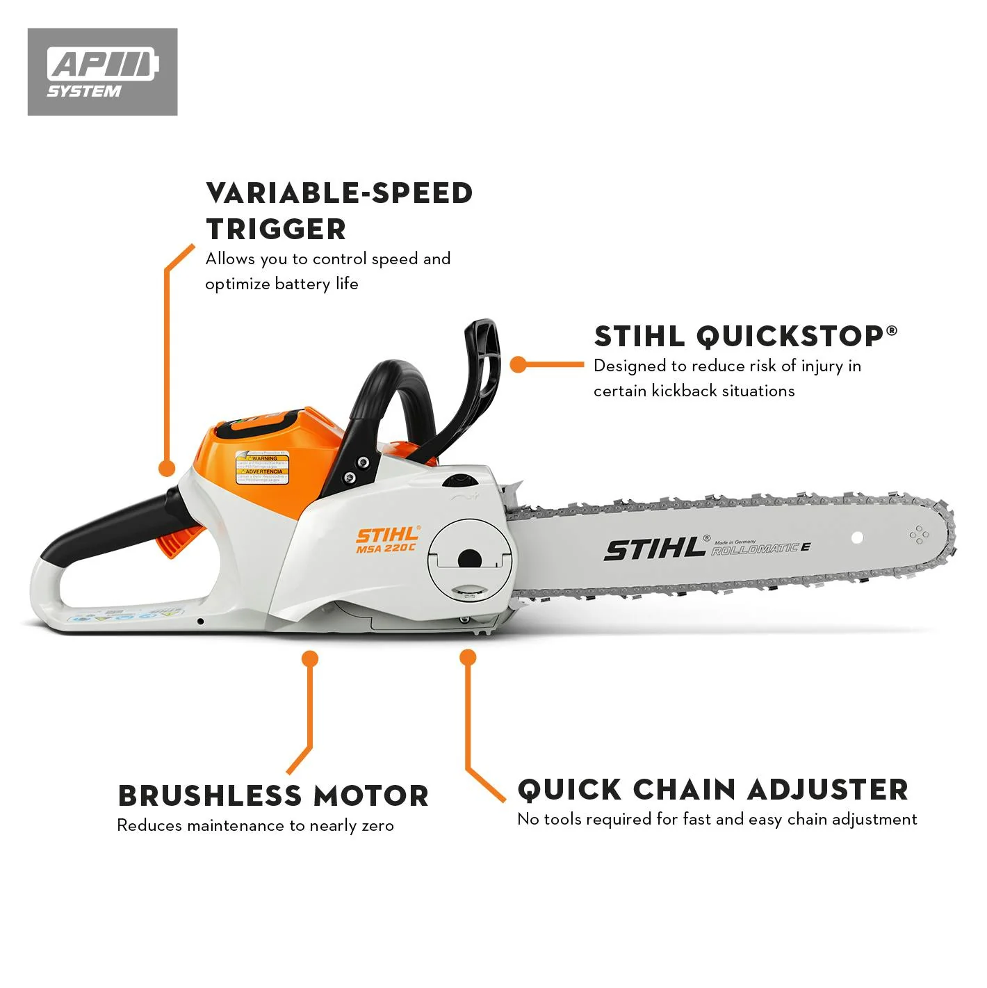 STIHL MSA 220 C-B 36V 14" Cordless Chainsaw (AP System) - Tool Only - Image 2