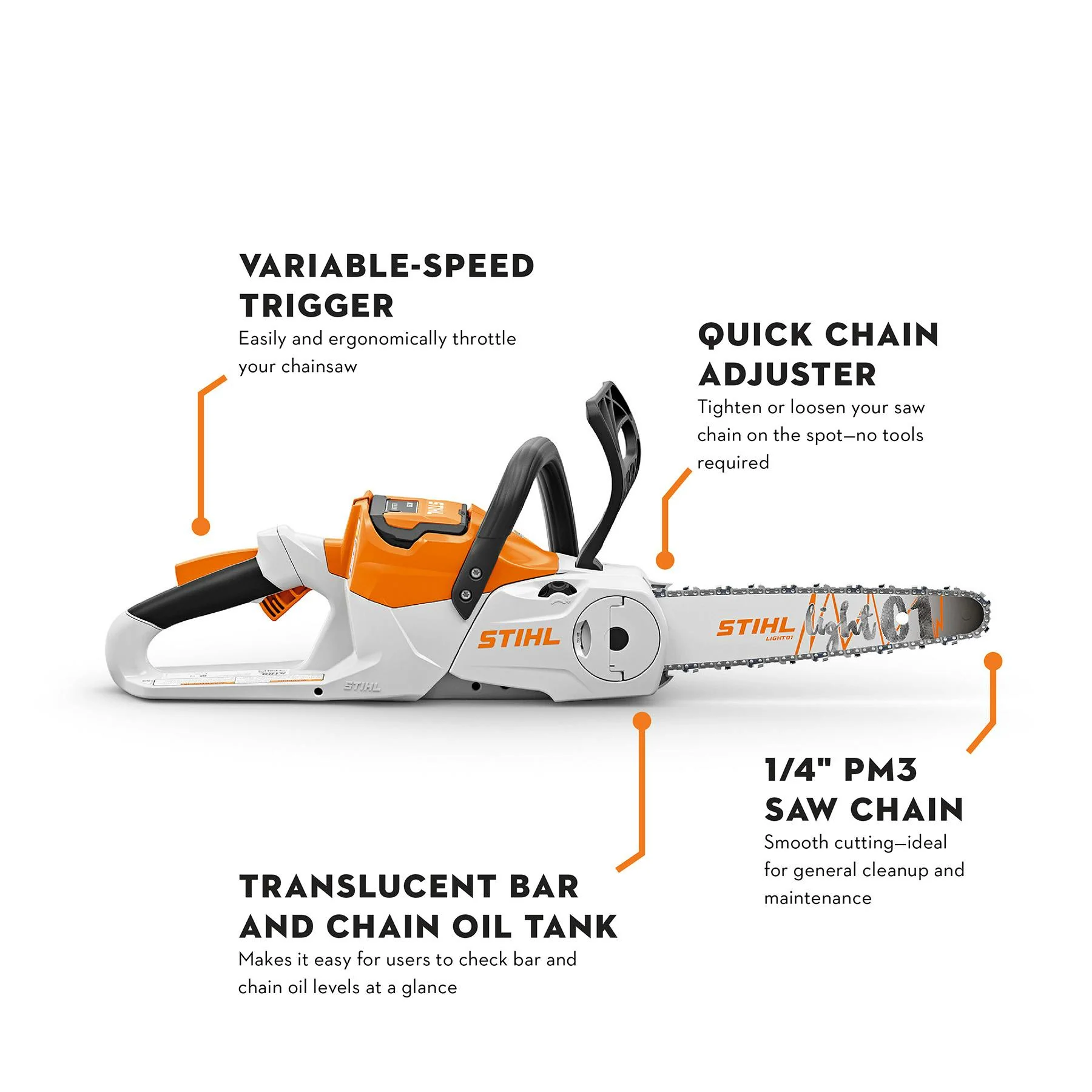 STIHL MSA 60 C-BQ 36V Cordless Chainsaw Kit (AK System) - 12" - Image 4
