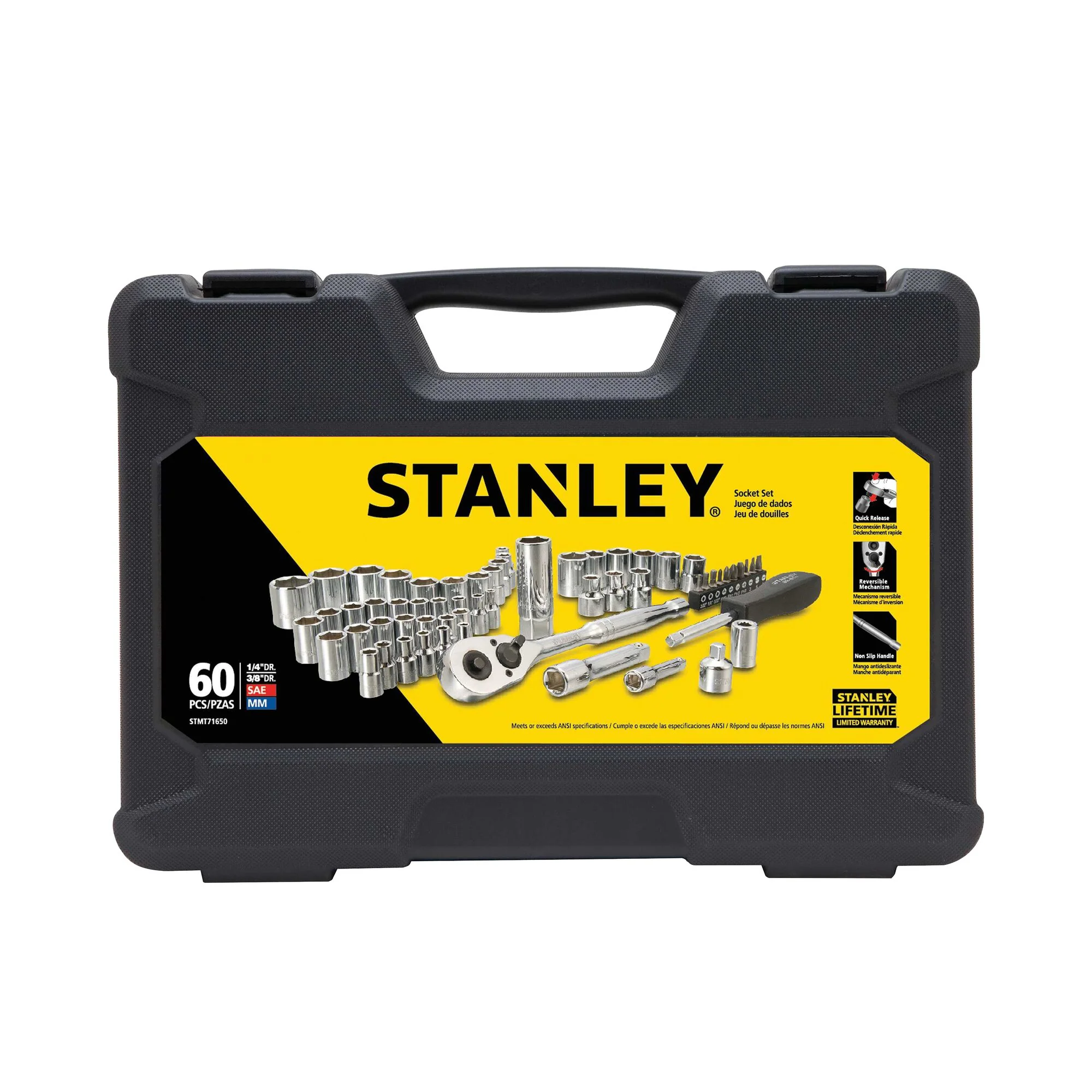 Stanley 60 pc. 1/4" & 3/8" Drive Socket Set - Image 3