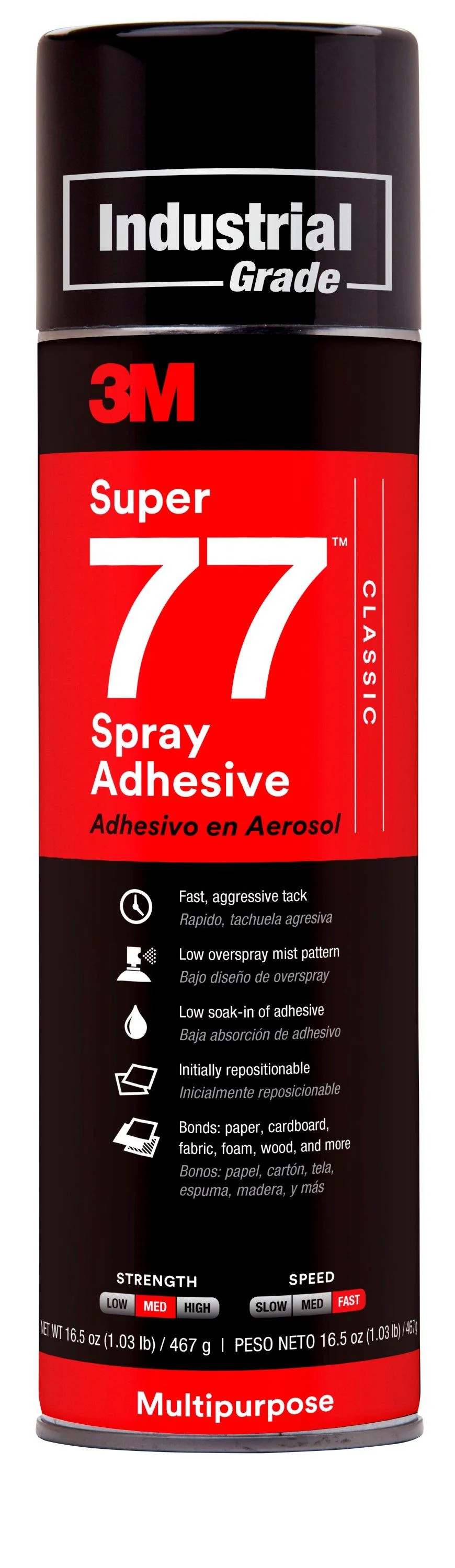 3Mâ„¢ Super 77â„¢ Multipurpose Spray Adhesive - 16.5 oz.