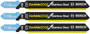 Bosch 3 pc. 3-1/4" 14 TPI Carbide Edge For Stainless Steel T-Shank Jig Saw Blades