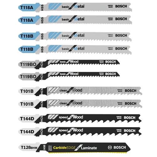 Bosch 11 pc. T-Shank Jig Saw Blade Set For Laminate/Wood/Metal