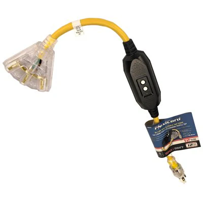 Triple Tap Extension Cord In-line GFCI with Manual Reset