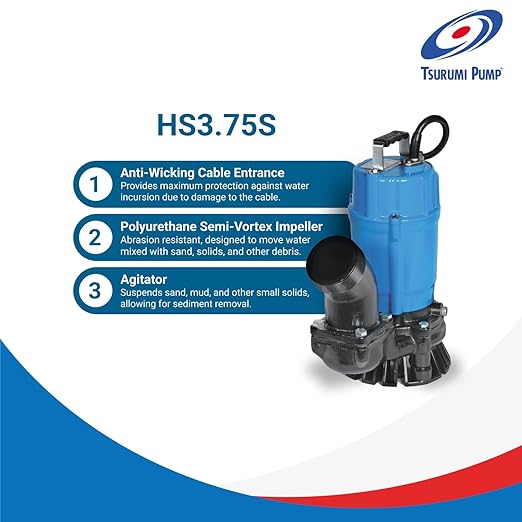 Tsurumi Semi-Vortex Submersible Trash Pump with Agitator 1 HP - Image 4