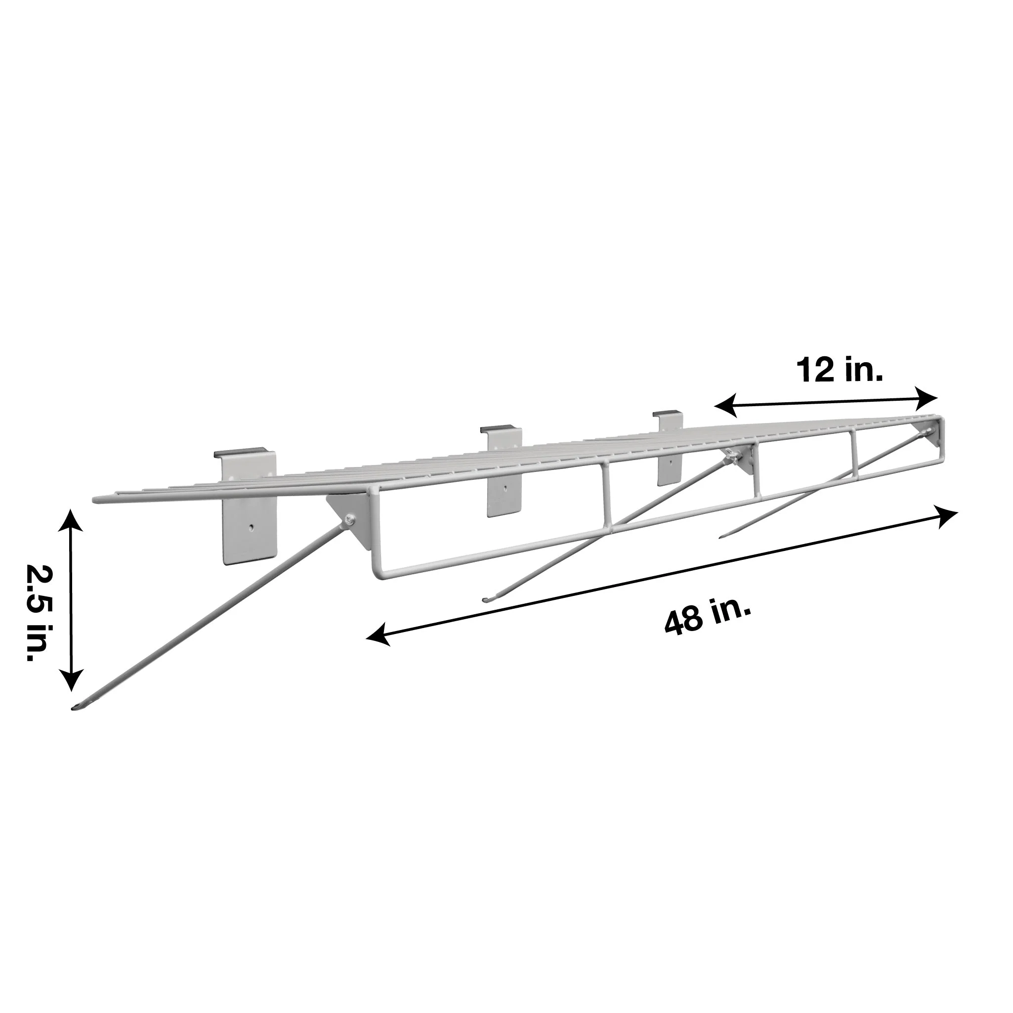 Crownwall Wire Shelf With Rail Slatwall Accessory - 48" x 12" - Image 2