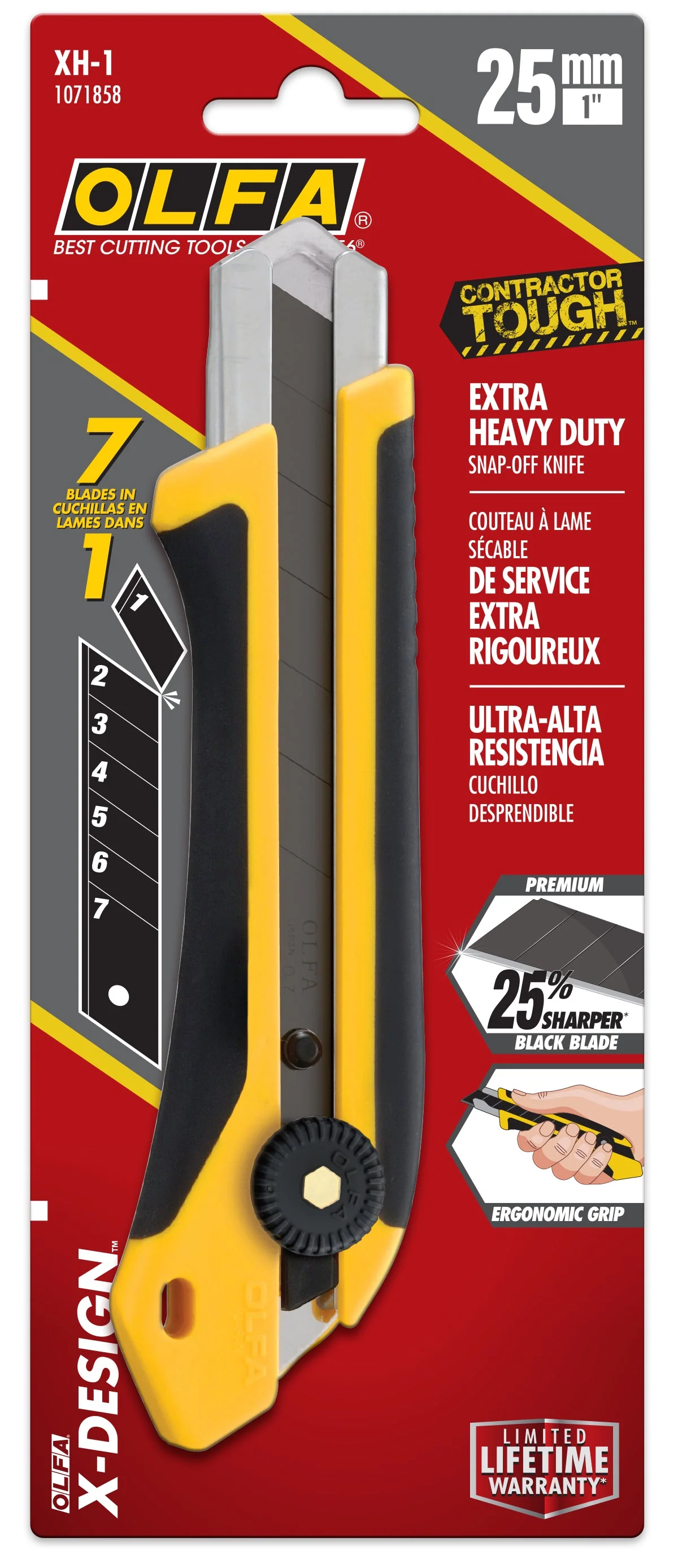Olfa XH-1 25mm Fiberglass-Reinforced Ratchet-Lock Utility Knife - Image 3
